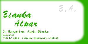 bianka alpar business card